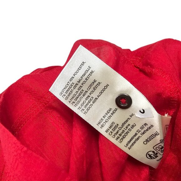 Anthropologie Pilcro Long-Sleeve Scoop-Neck Babydoll Top, Tie Front, Red, XS - Picture 5 of 9